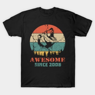 Awesome Since 2008 Year Old School Style Gift Women Men Kid T-Shirt